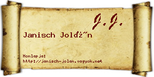 Janisch Jolán névjegykártya