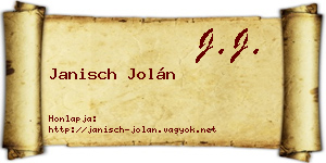 Janisch Jolán névjegykártya